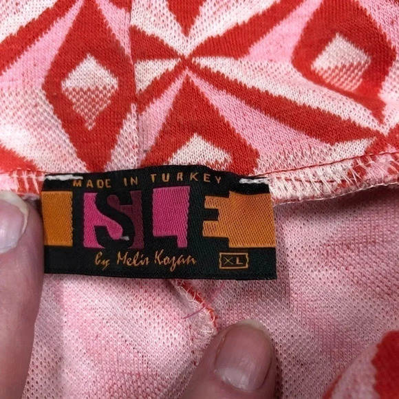 Isle by Melis Kozan Funnel Neck Short sleeve Geometric Womens XLarge Top - Picture 3 of 7